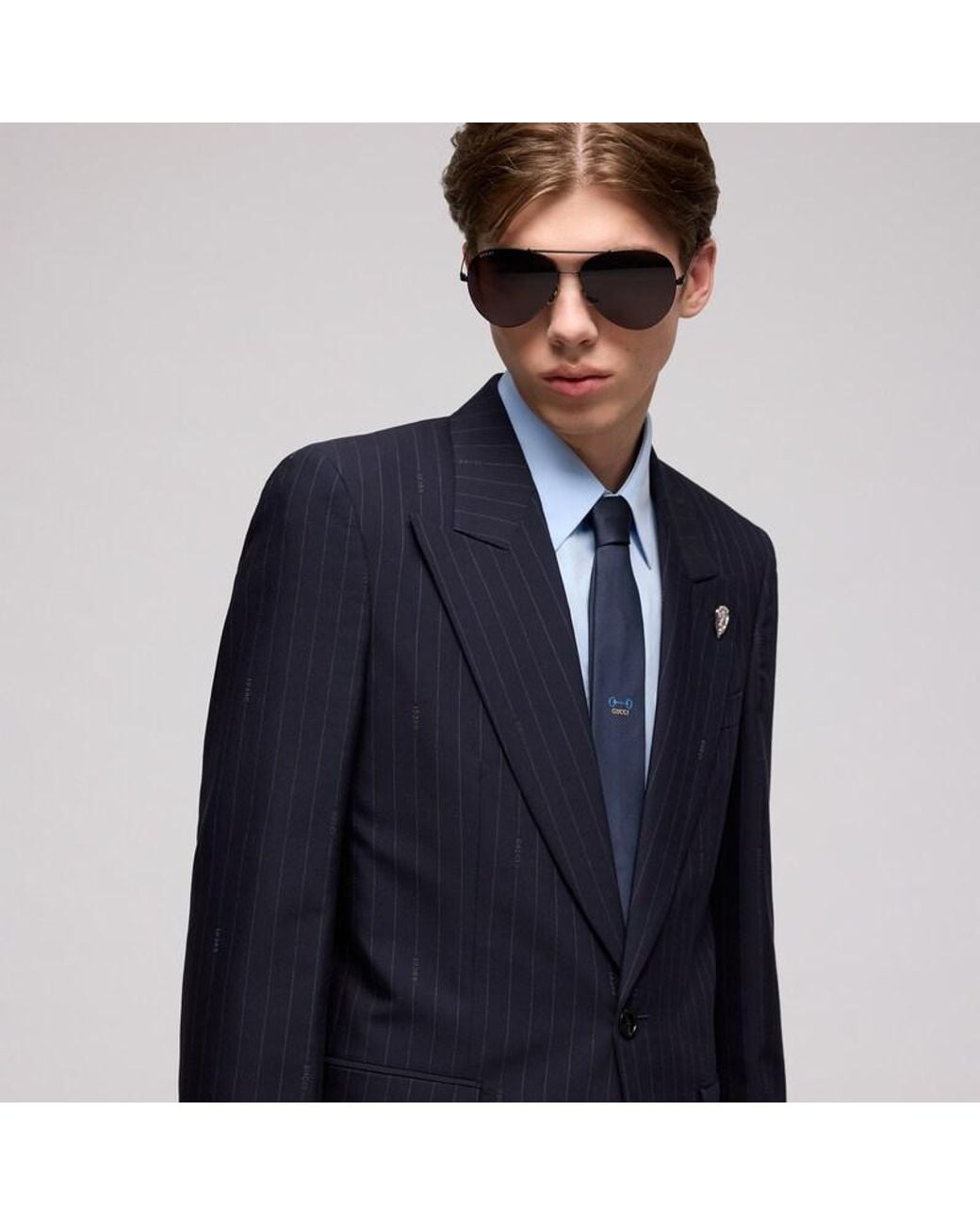 Gucci Blue Silk Jacquard Tie, Silk for men