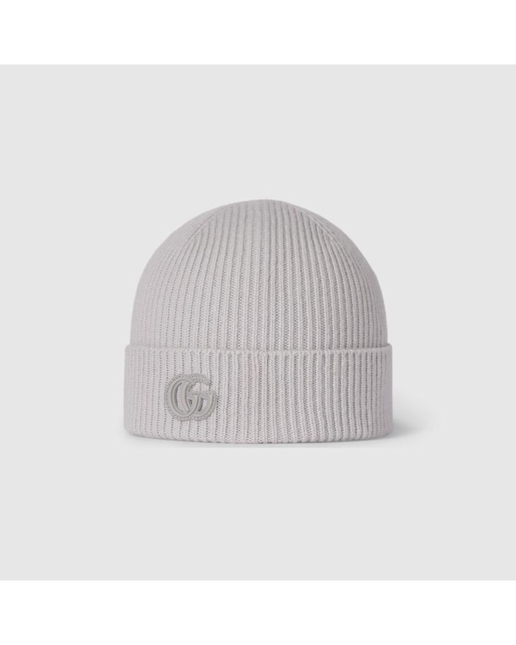Gucci Gray Cashmere Hat With Patch