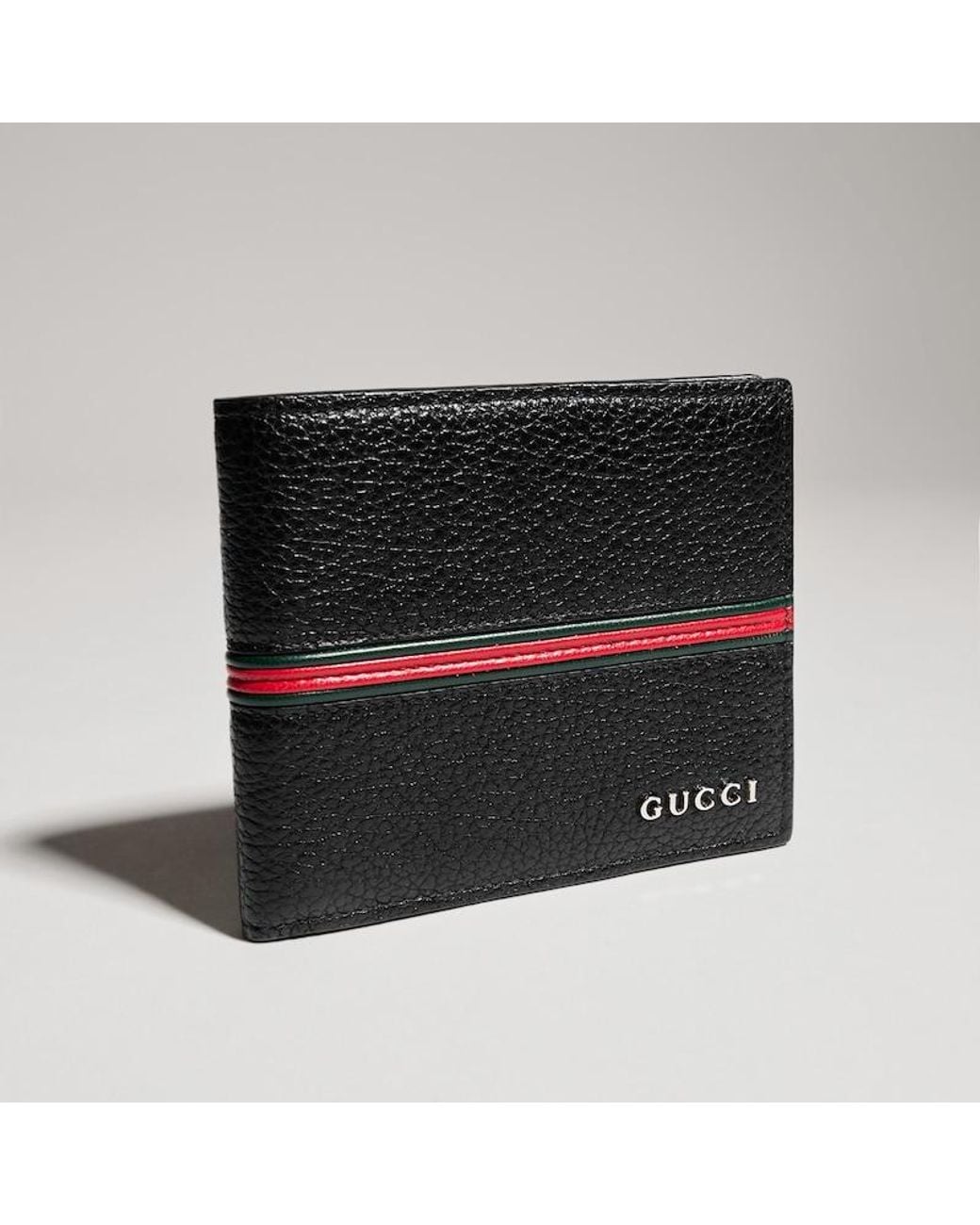Gucci Black Bi-Fold Wallet With Web, Leather for men