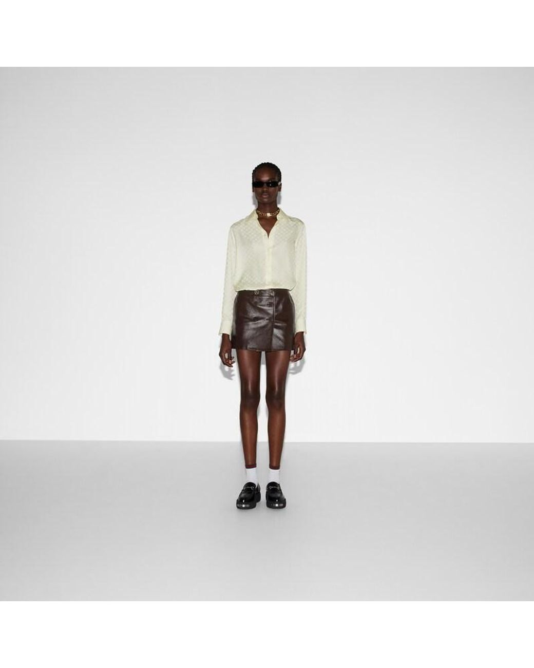 Gucci Natural Gg Crêpe Silk Shirt