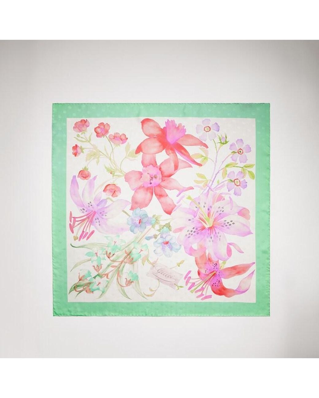 Gucci Pink Printed Double G Silk Carré