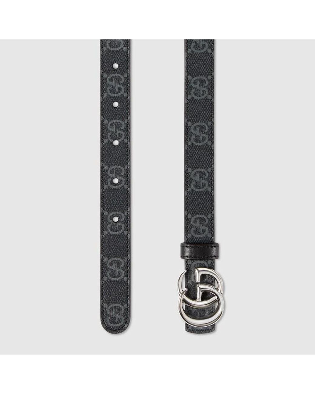 Gucci Black Reversible Gg Marmont Thin Belt, Size 105