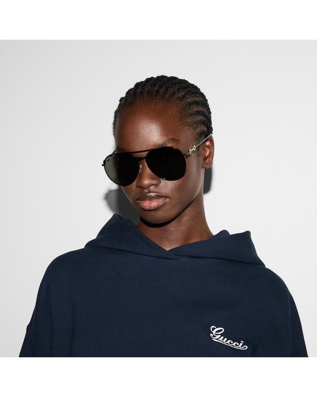 Black aviator gucci sunglasses deals