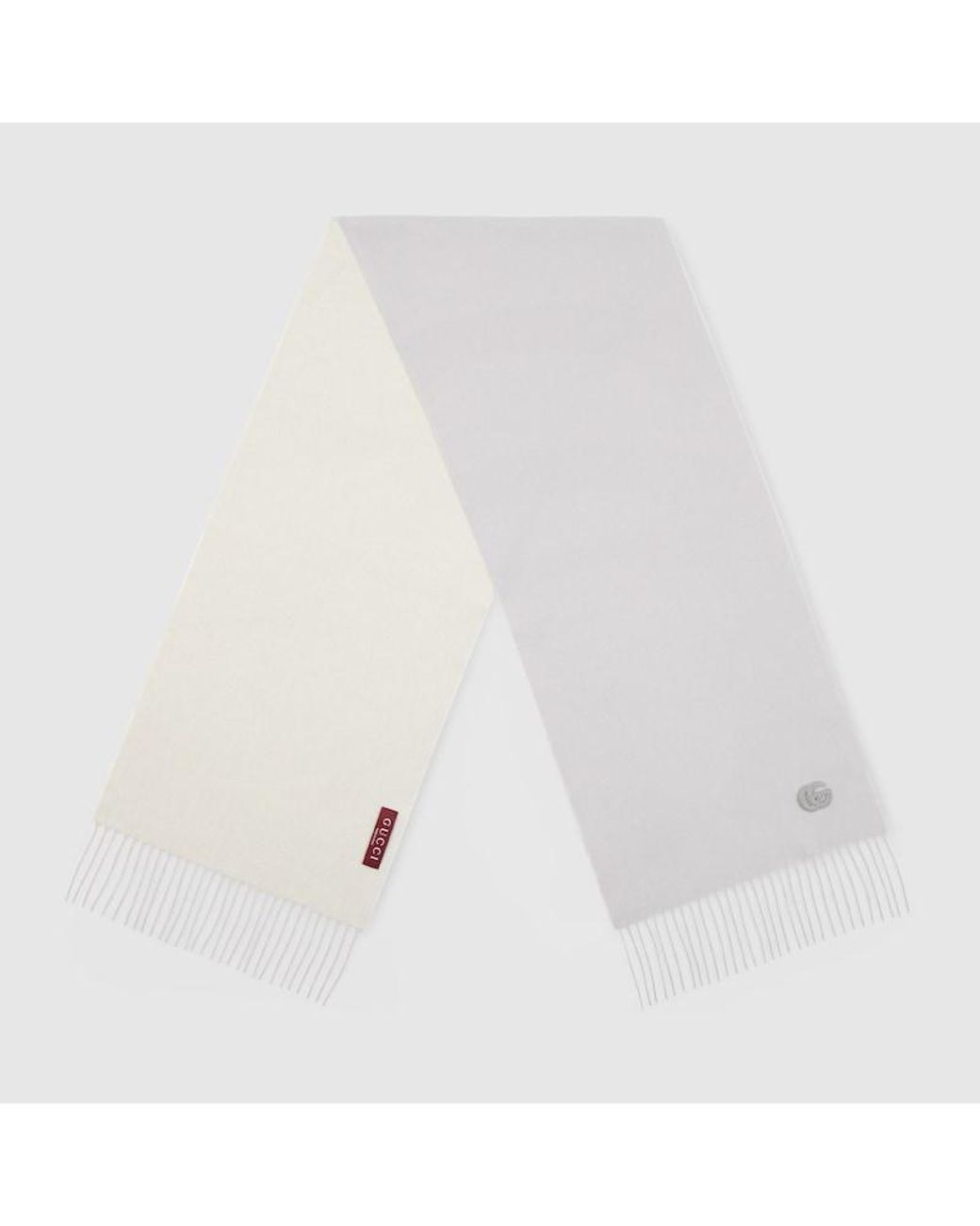 Gucci White Cashmere Scarf With Patch
