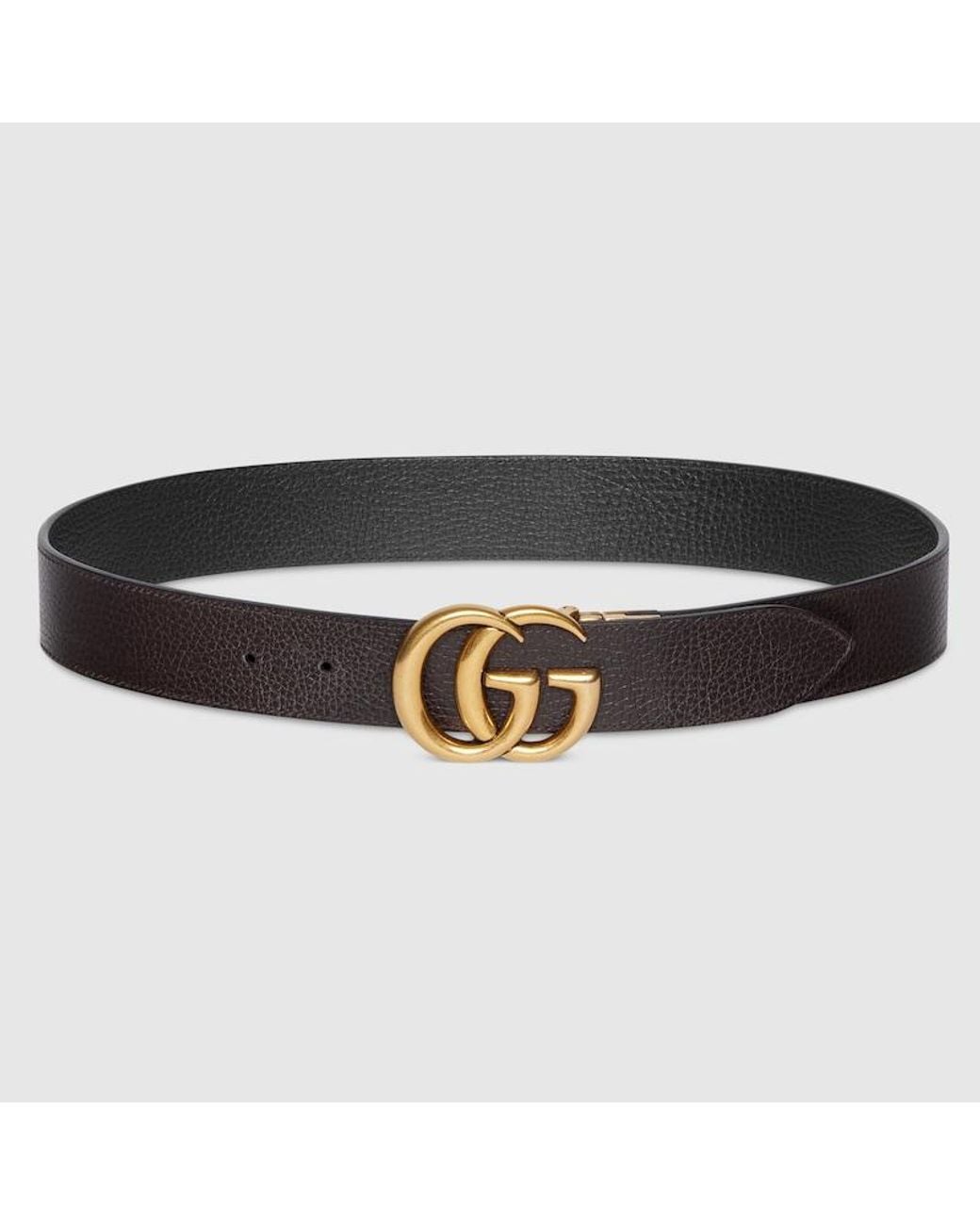 Gucci Black Reversible Leather Belt With Double G Buckle for men