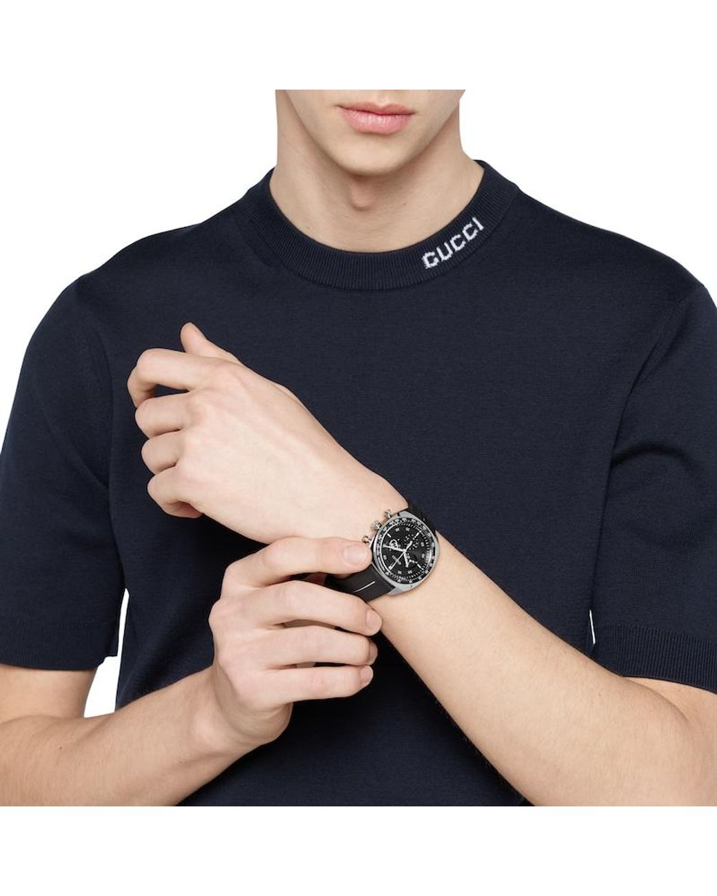 Gucci Black Interlocking Watch, 41Mm for men