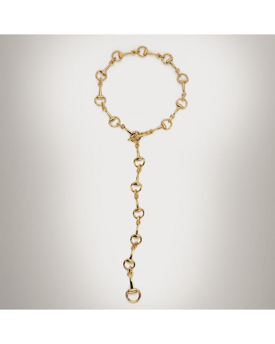 Gucci Metallic Horsebit Lariat Necklace, -Toned Metal