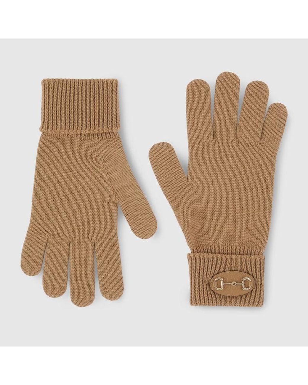 Gucci Natural Wool Gloves With Horsebit