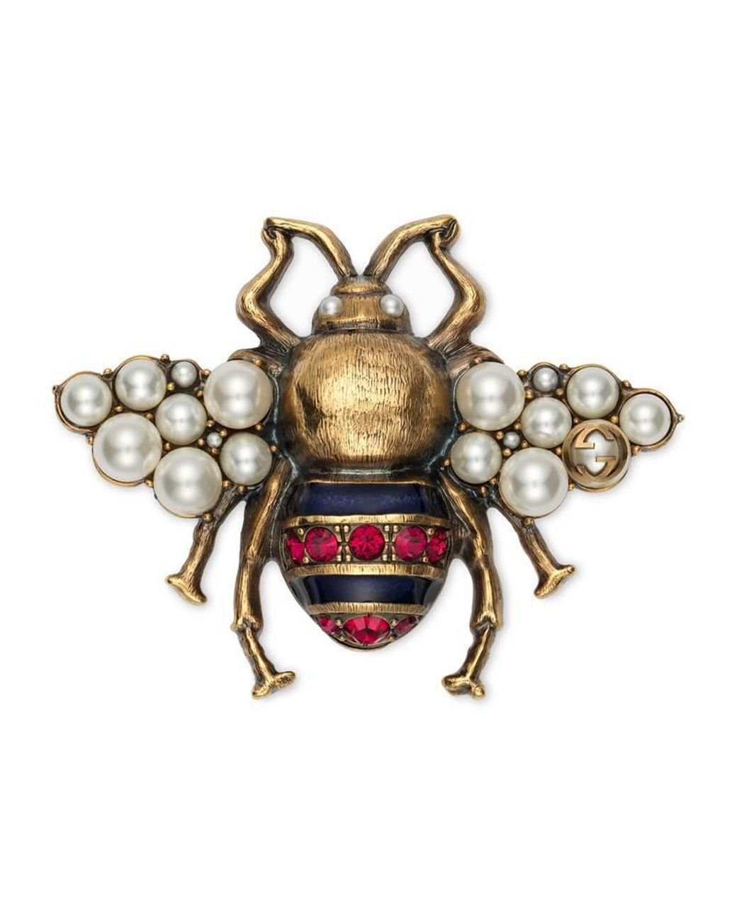 Gucci Bee Brooch With Crystals And Pearls in Metallic | Lyst