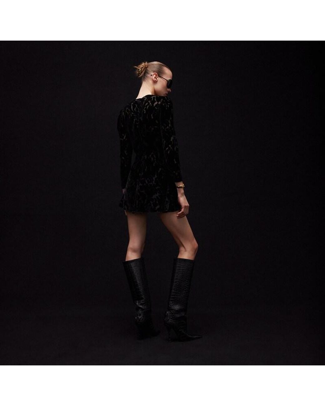 Gucci Black Floral Devoré Velour Dress