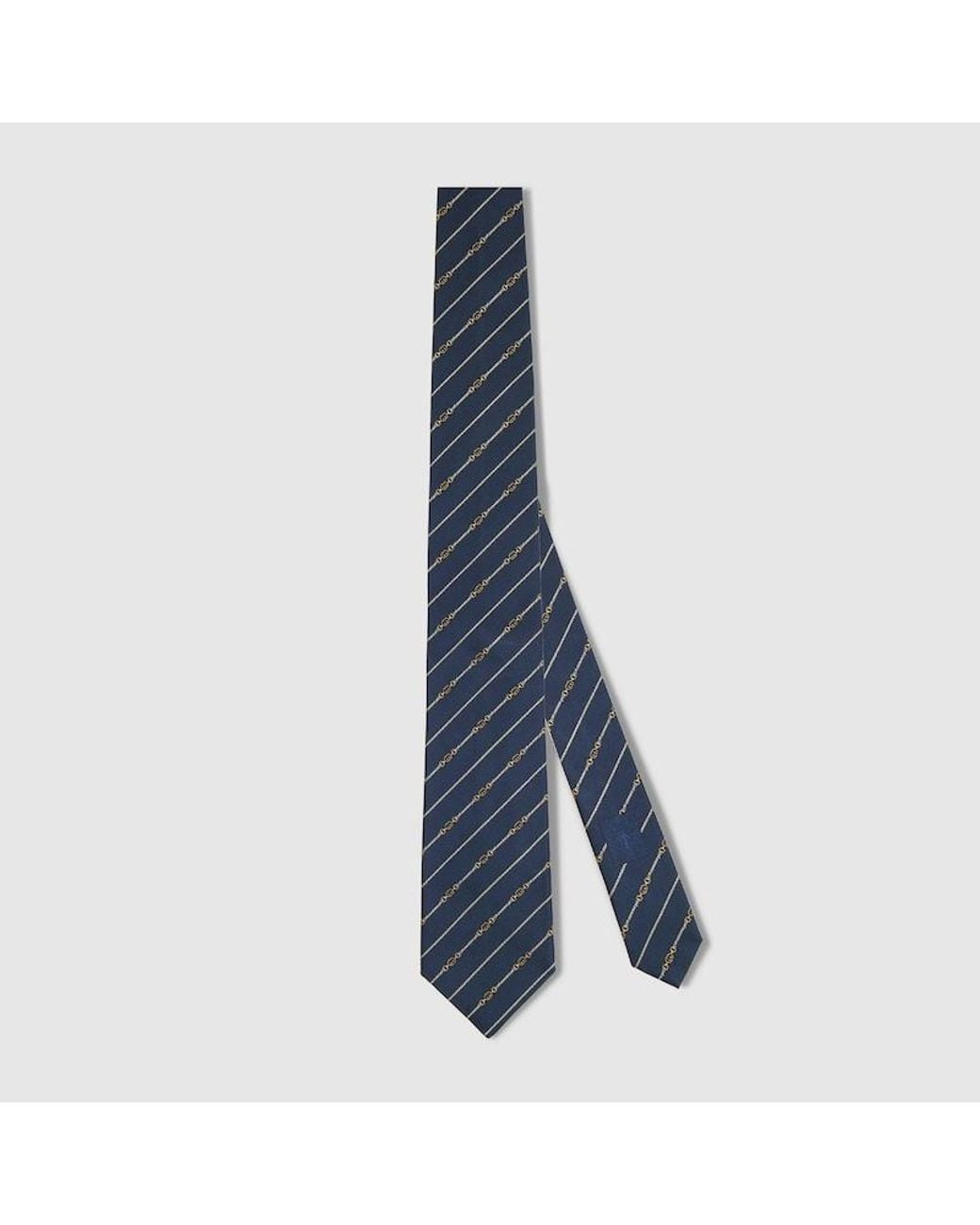 Gucci Blue Interlocking G Belt Silk Tie for men