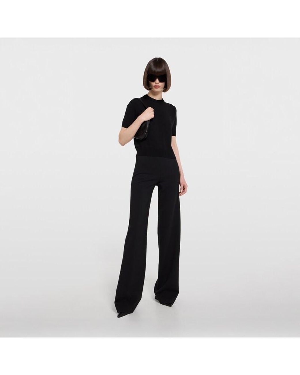 Gucci Black Knit Wool Top With Embroidery