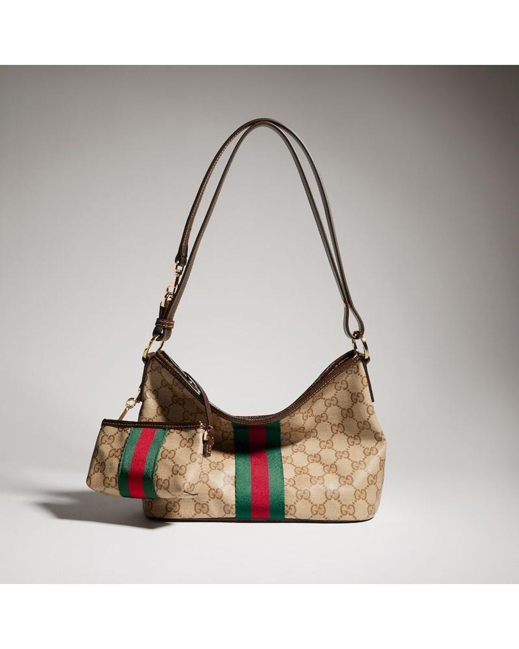 Gucci Natural Medium Shoulder Bag With Web