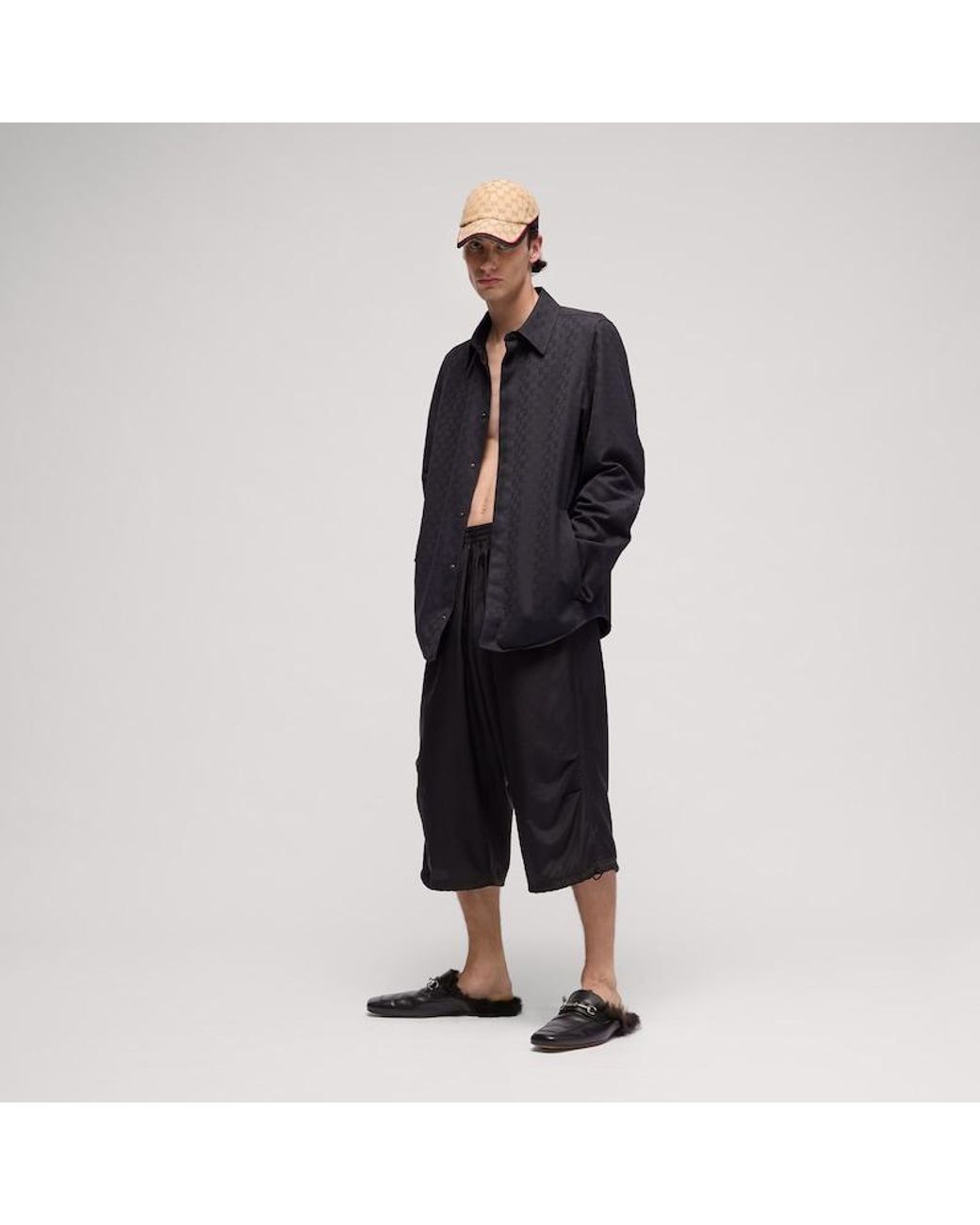 Gucci Black Gg Cotton Canvas Shirt for men