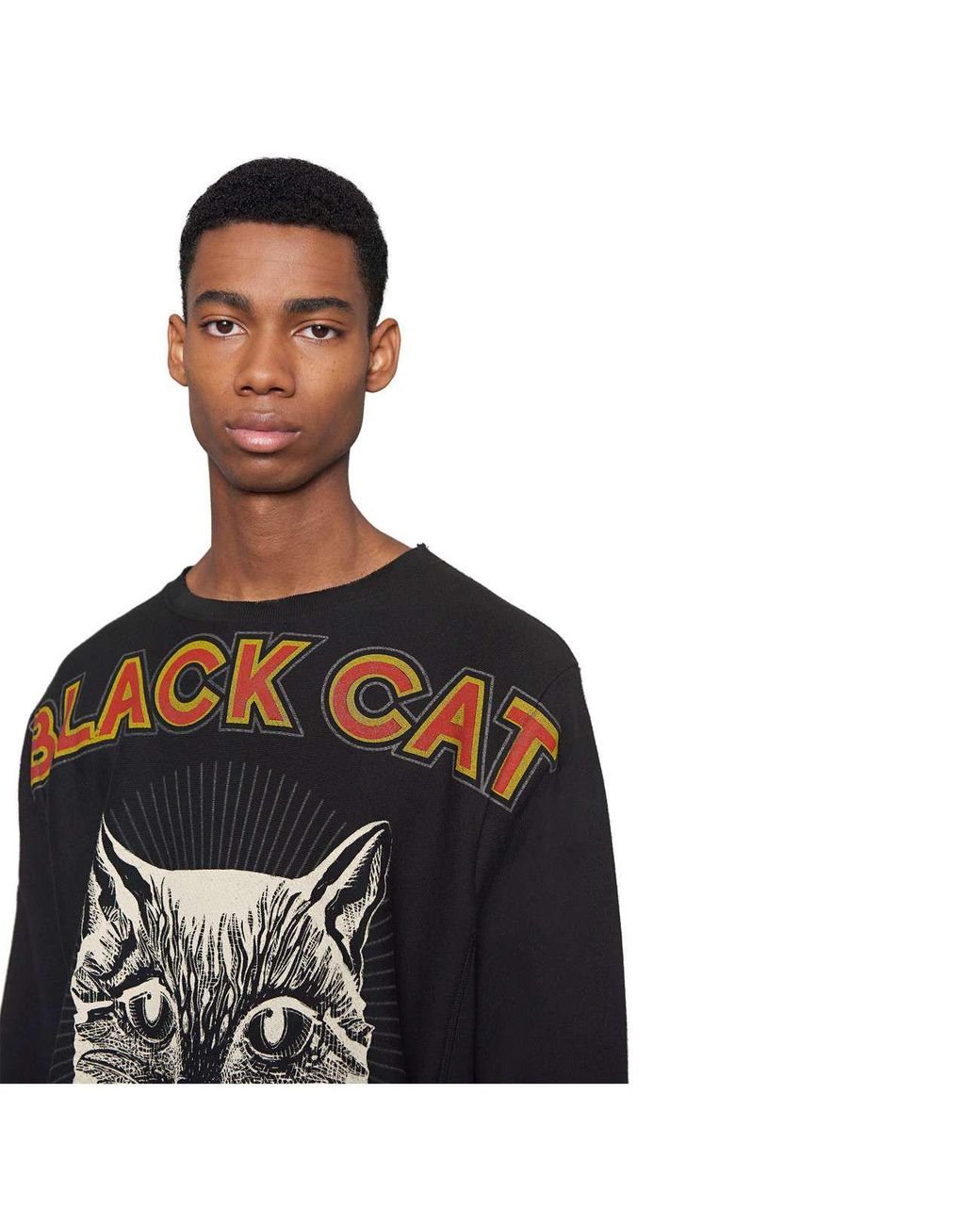 Gucci Cotton Sweatshirt With Black Cat Print for Men | Lyst