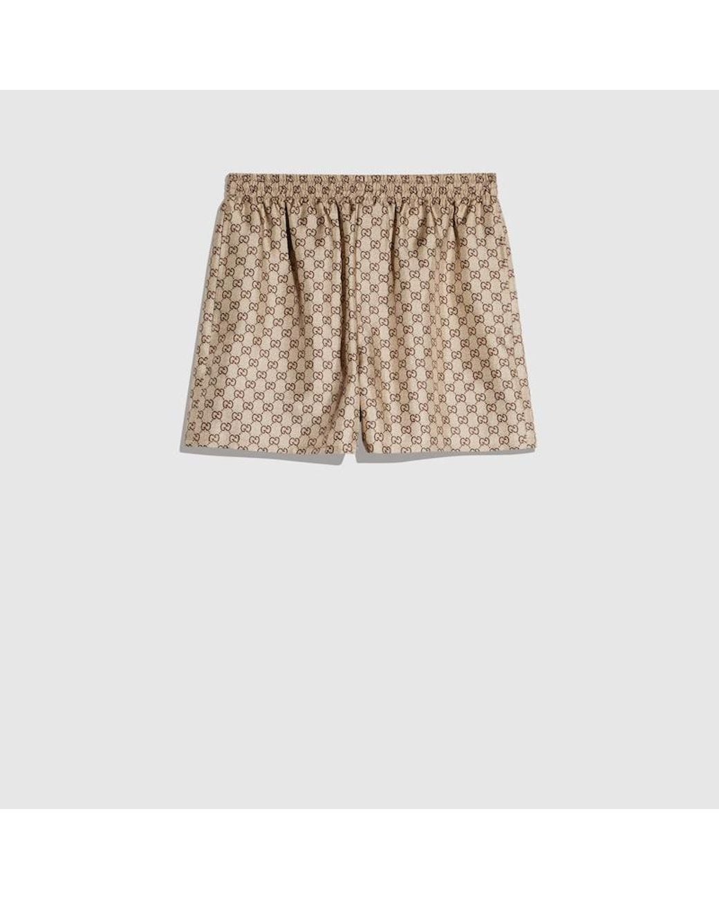 Gucci Natural Printed Silk Twill Shorts for men