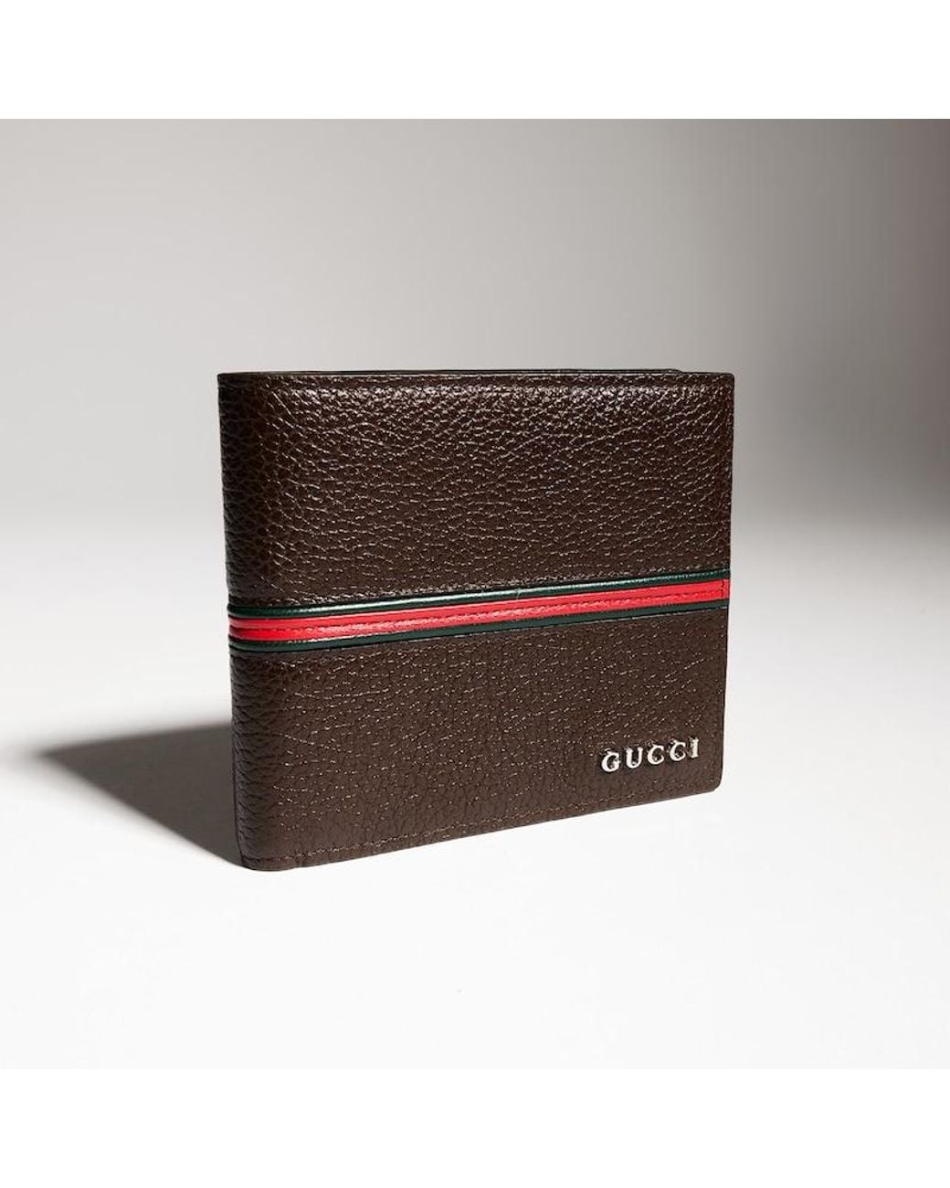 Gucci Brown Bi-Fold Coin Wallet With Web for men