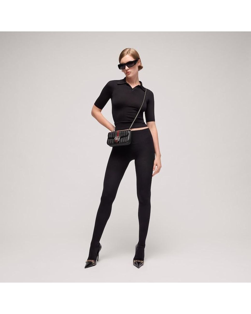 Gucci Black Jetset Gg Marmont Small Shoulder Bag