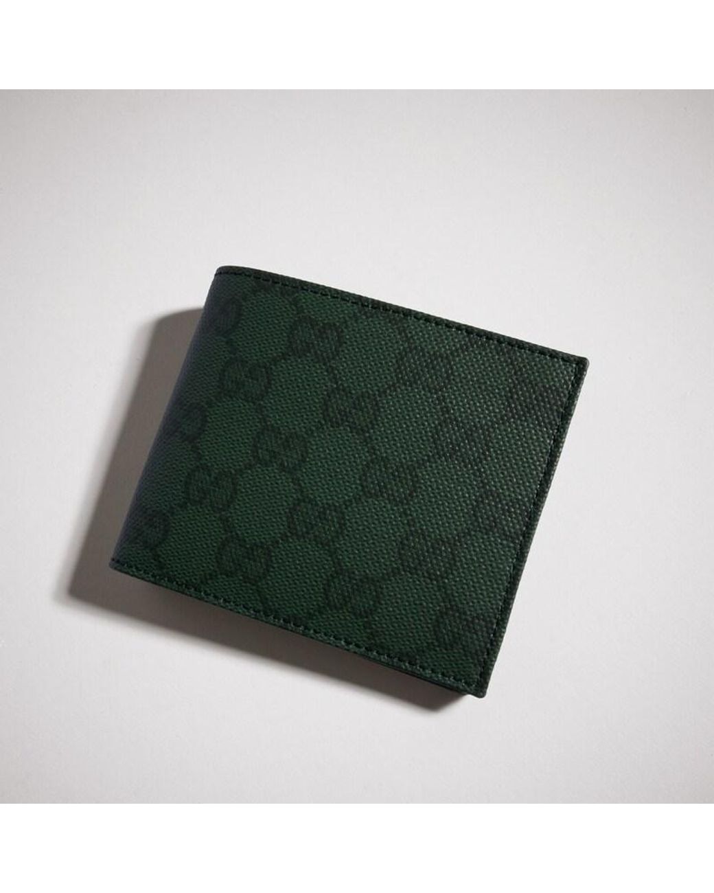 Gucci Green Essence Classic Bi-Fold Wallet, Original Gg Fabric for men