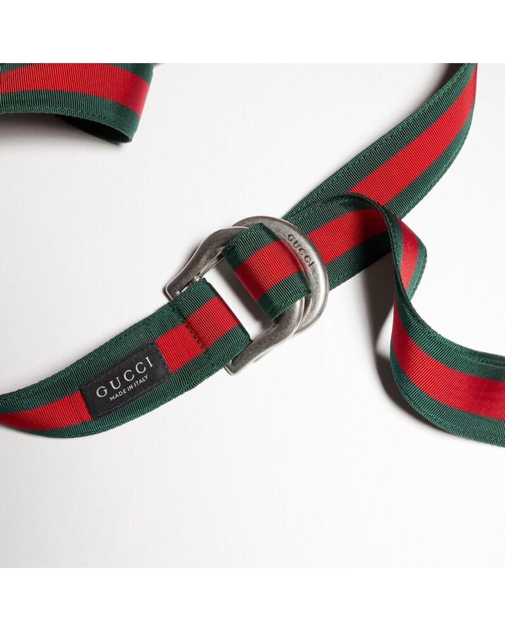 Gucci Red Web Belt With D-Ring Buckle, Size 110 for men