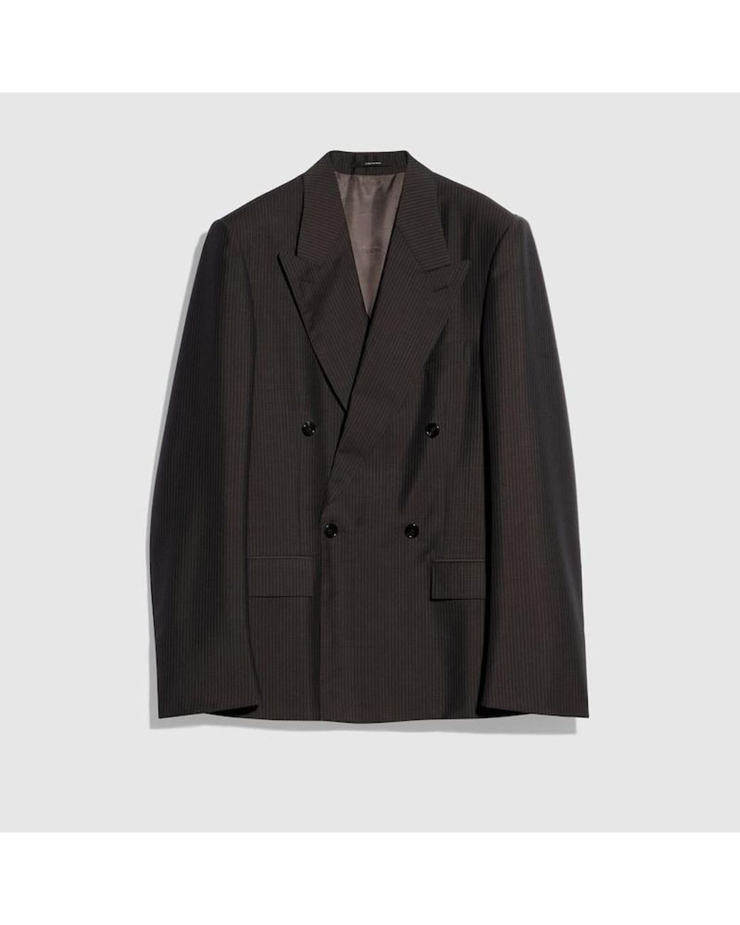 Gucci Black Pinstripe Wool Mohair Jacket