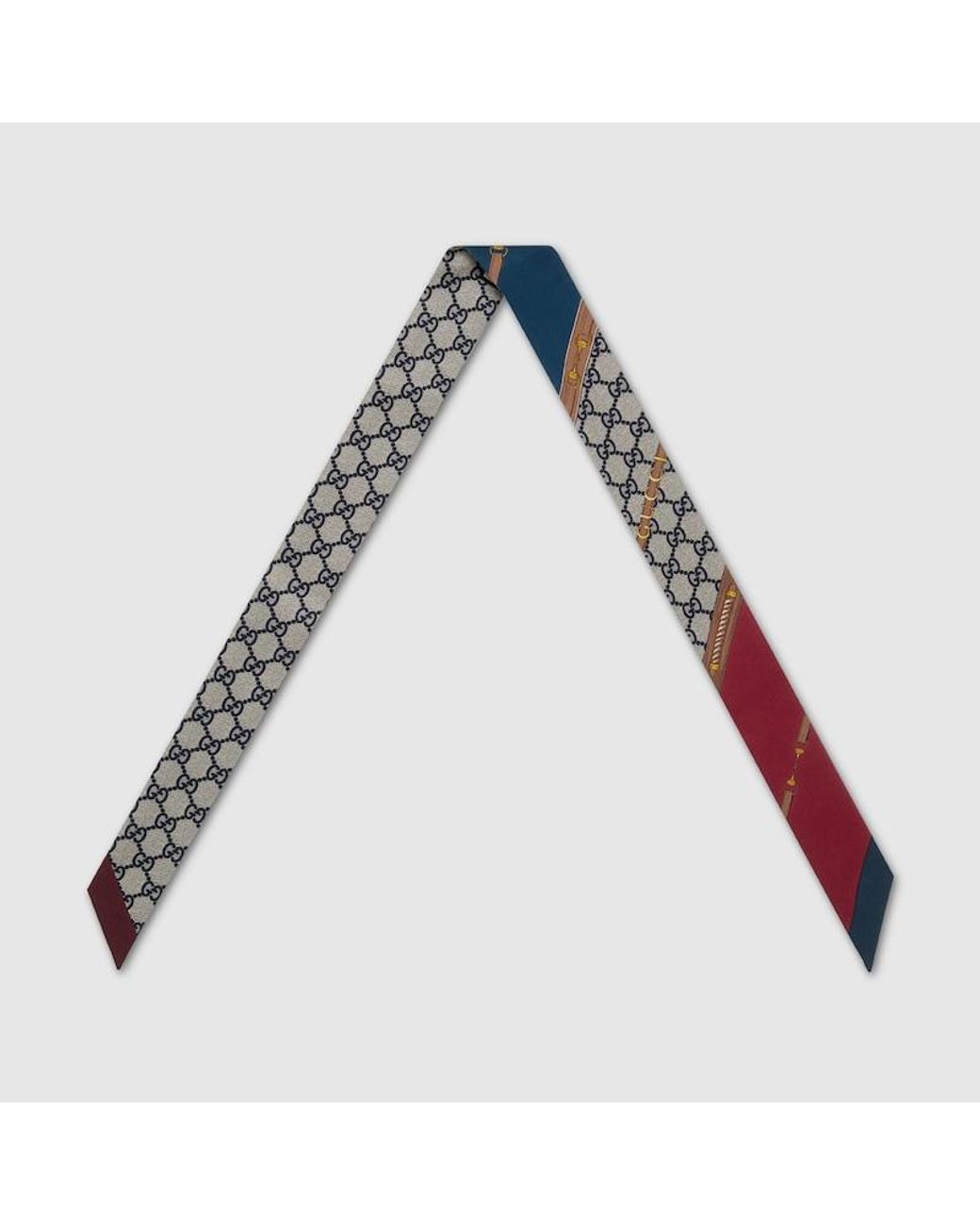 Gucci Red Heritage Print Silk Ribbon