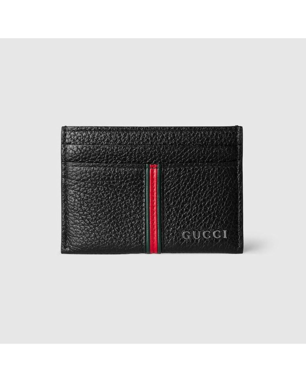 Gucci Black Card Case With Web, Leather for men