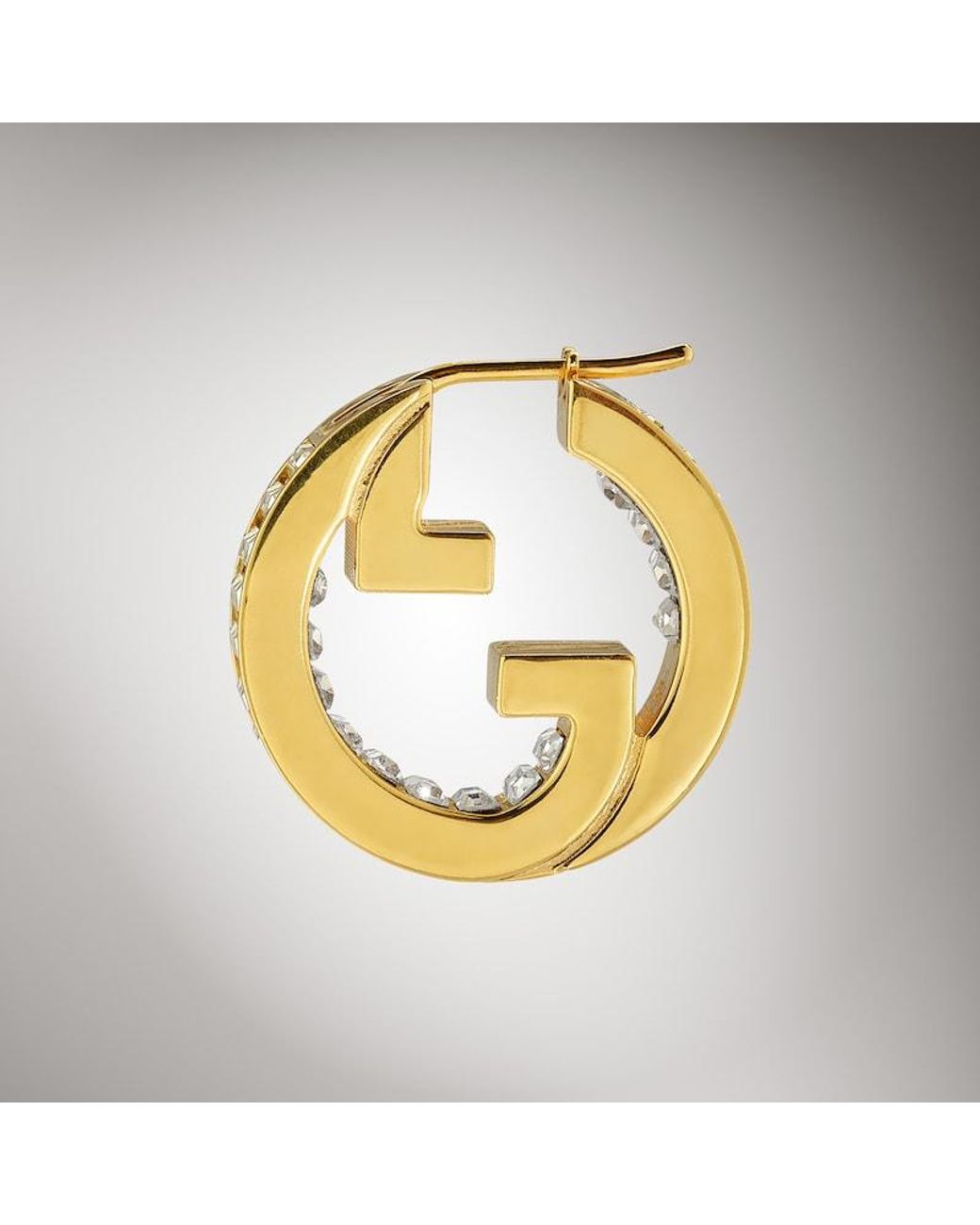 Gucci Metallic Blondie Crystal Hoop Earrings
