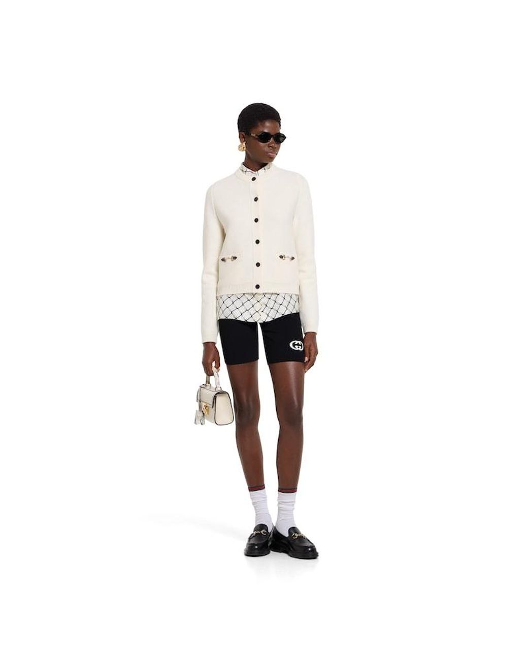 Gucci White Wool Cashmere Cardigan With Horsebit
