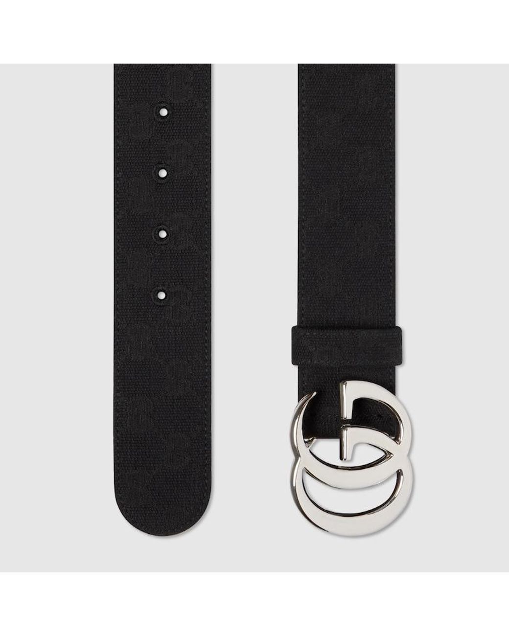 Gucci Black Flat Marmont Belt, Size 70, Gg Canvas for men