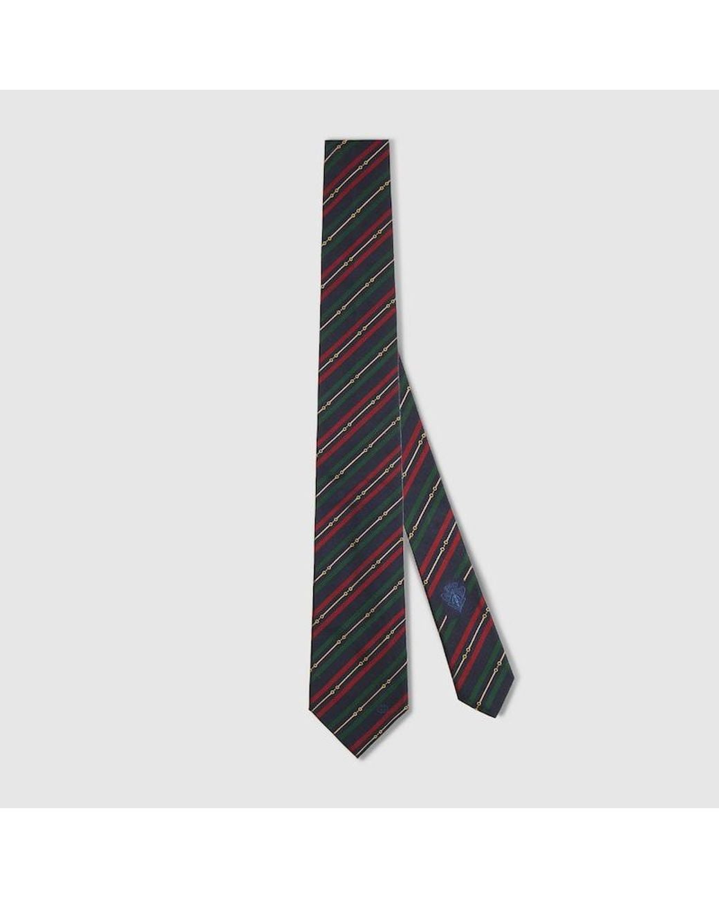 Gucci Blue Horsebit Interlocking G Silk Tie for men