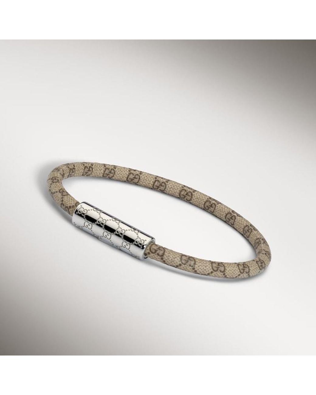 Gucci Metallic Bracelet With Gg Detail Leather