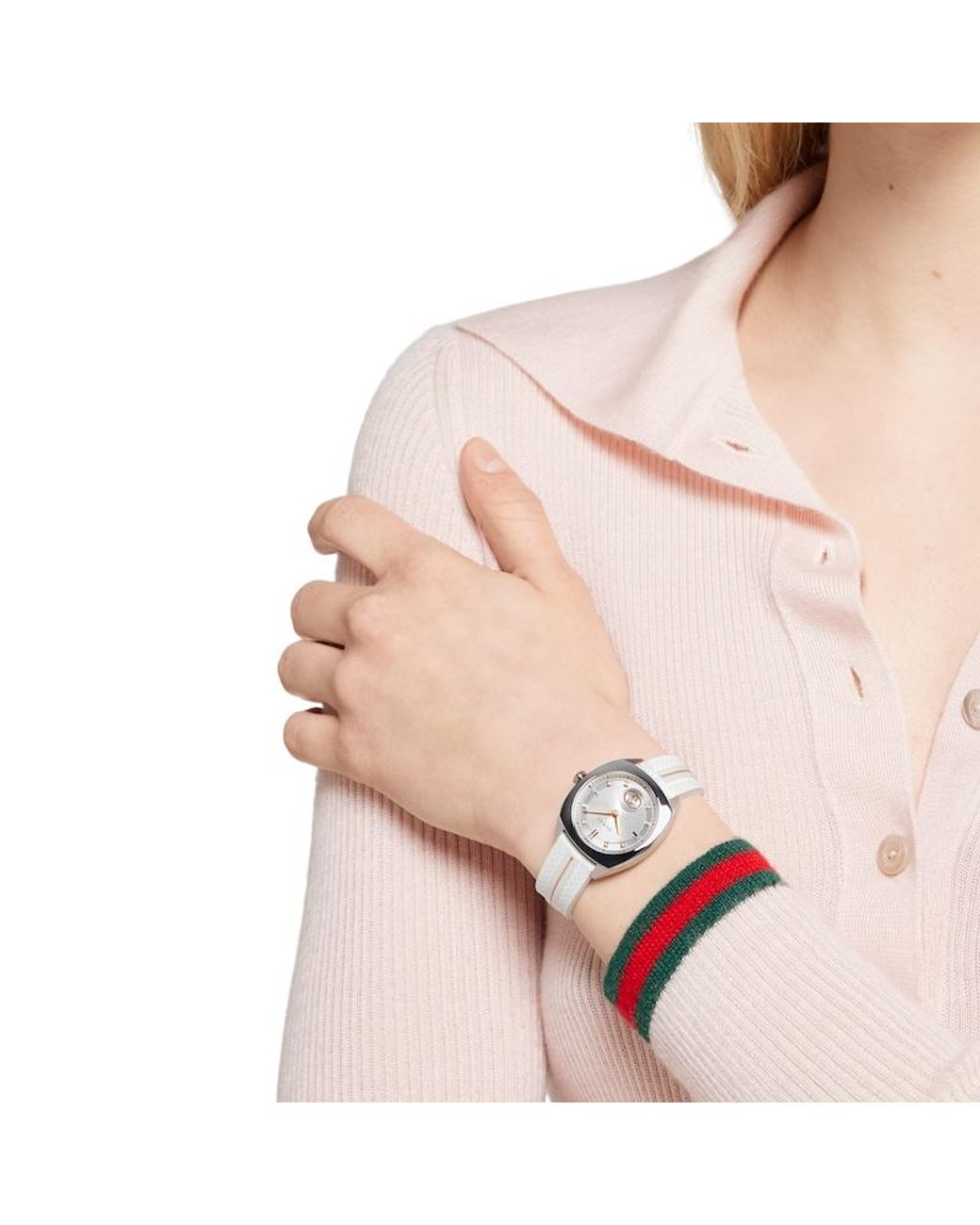 Gucci White Interlocking Watch, 29Mm