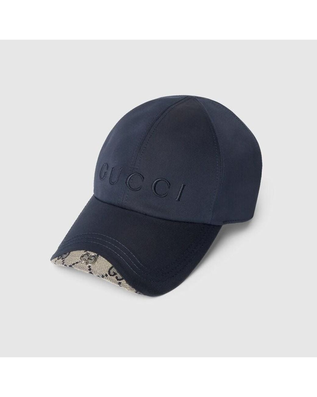 Gucci Blue Cotton Baseball Hat With Embroidery for men