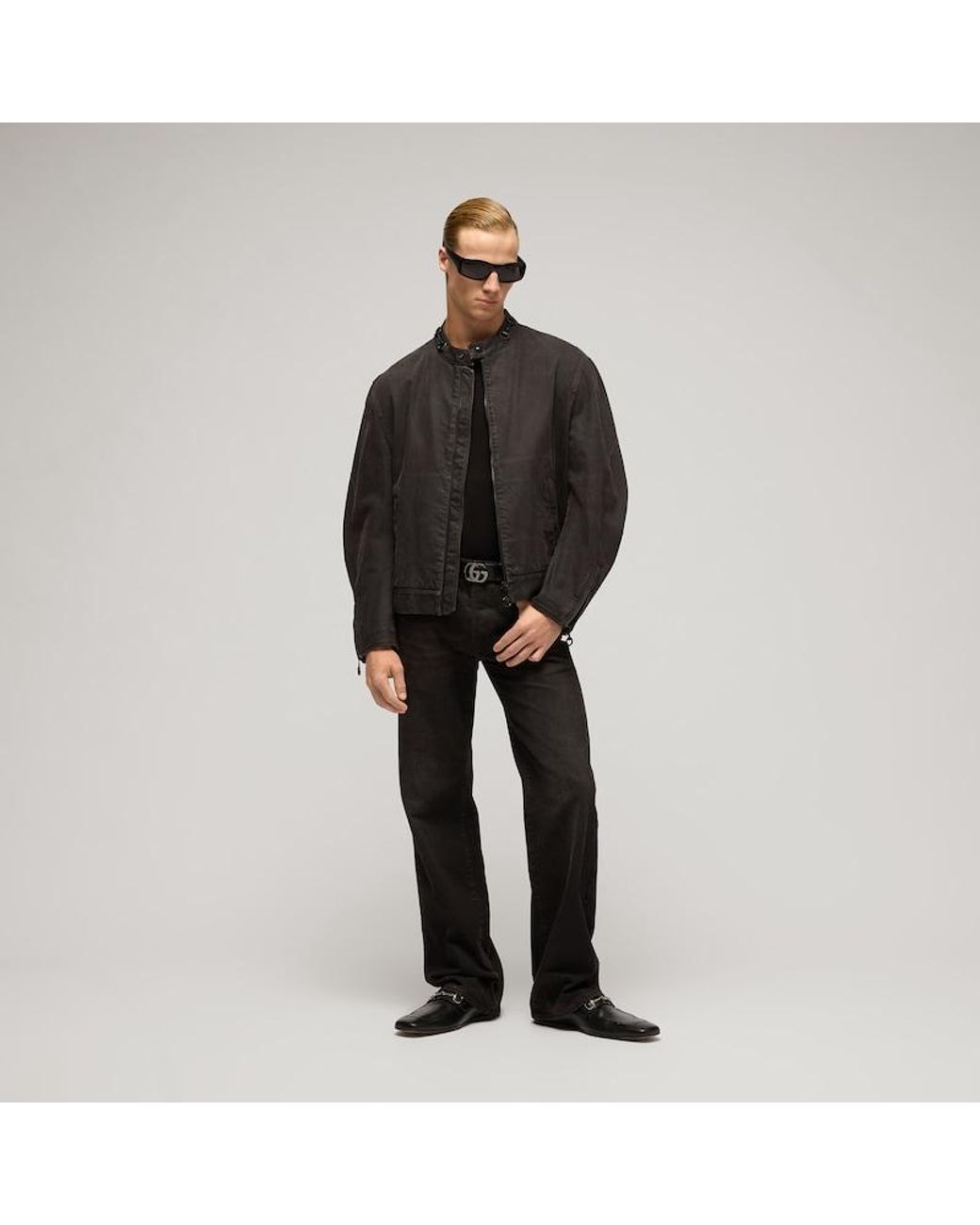 Gucci Black Cotton Viscose Denim Jacket With Horsebit for men