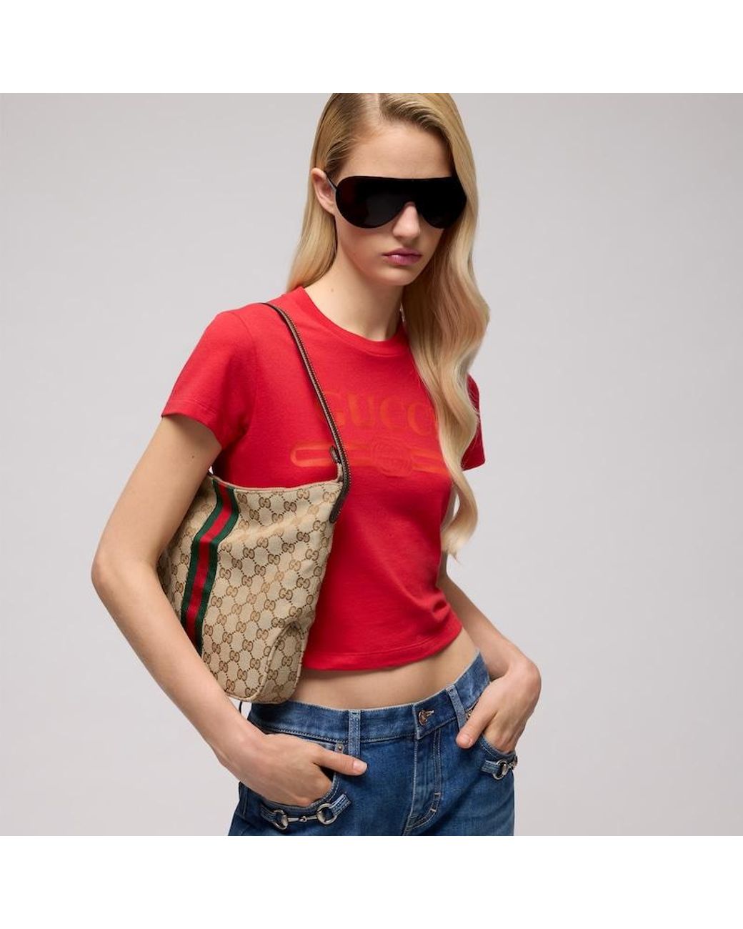 Gucci Brown Lunetta Medium Crossbody Bag, Gg Canvas