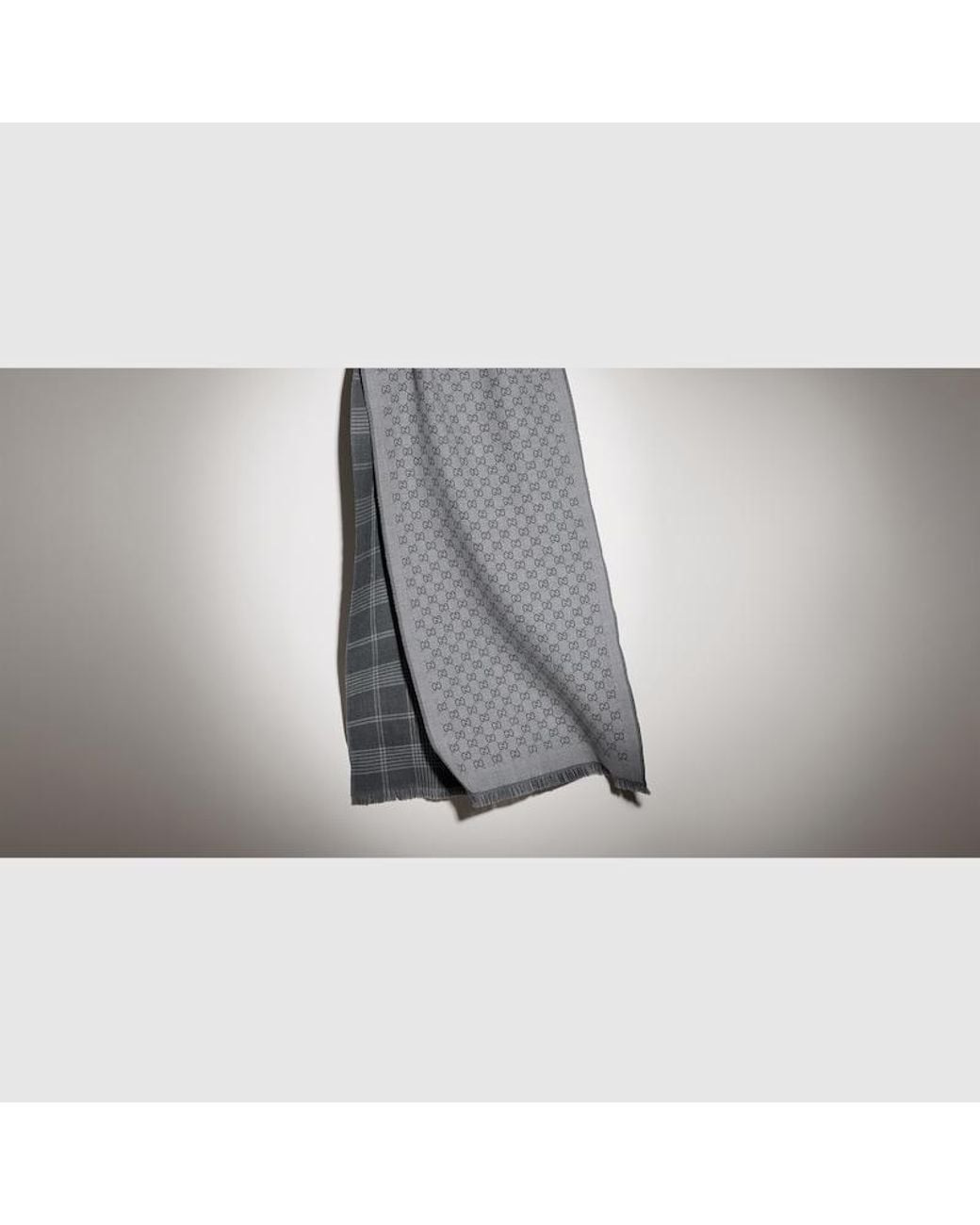 Gucci Gray Reversible Wool Jacquard Scarf for men