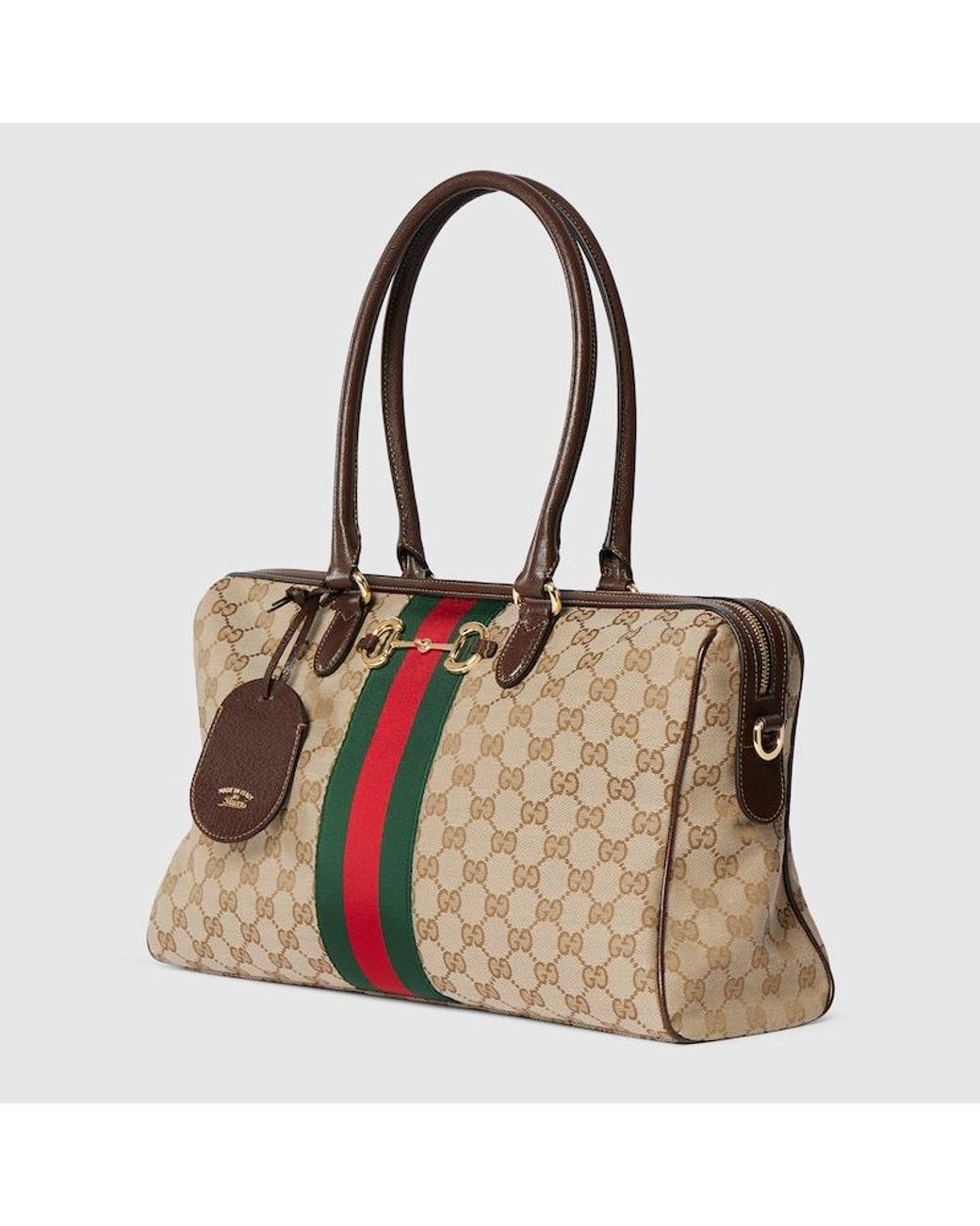 Gucci Brown Borsetto Large Boston Bag, Gg Canvas