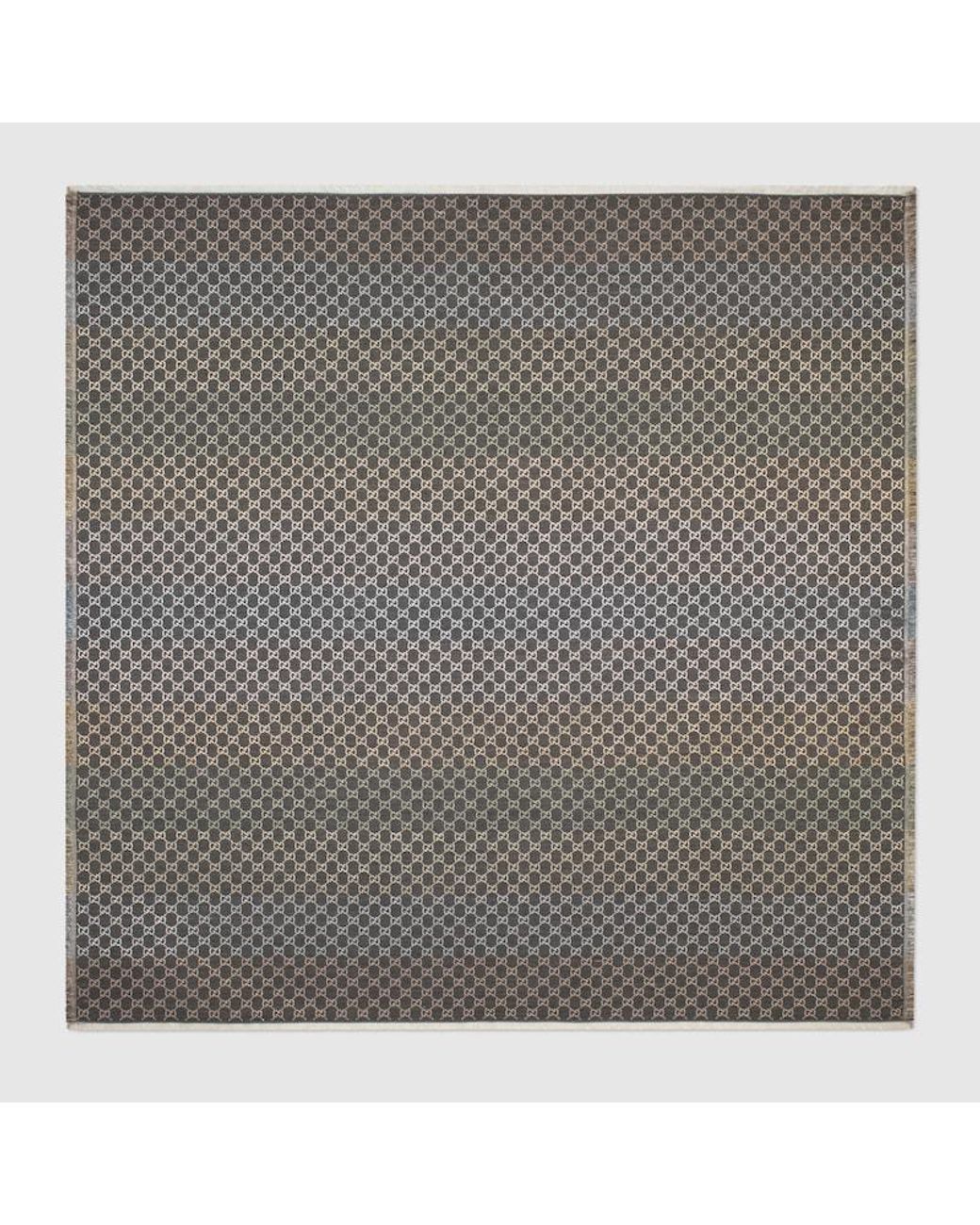 Gucci Gray Striped GG Jacquard Shawl