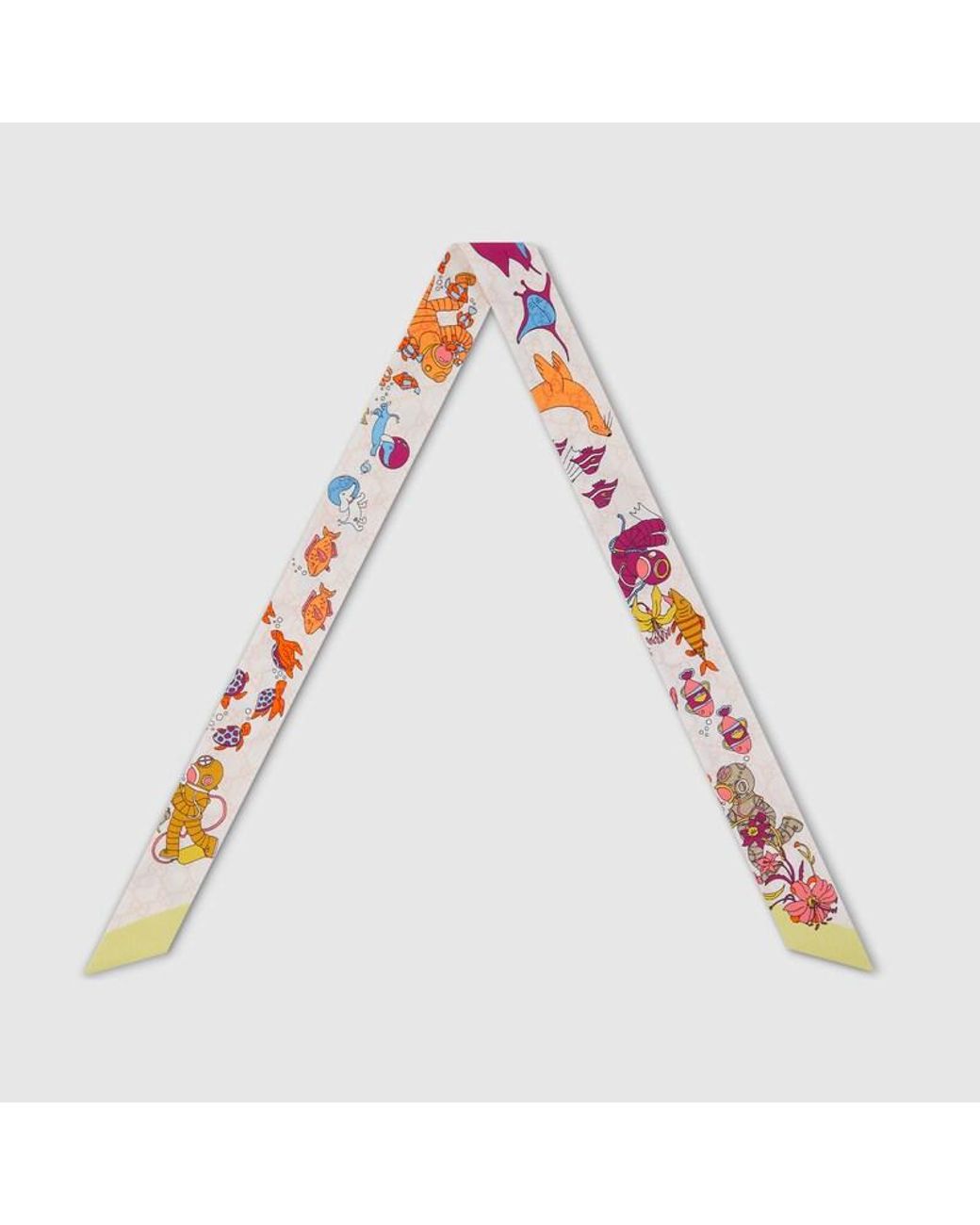 Gucci Pink Printed Silk Ribbon