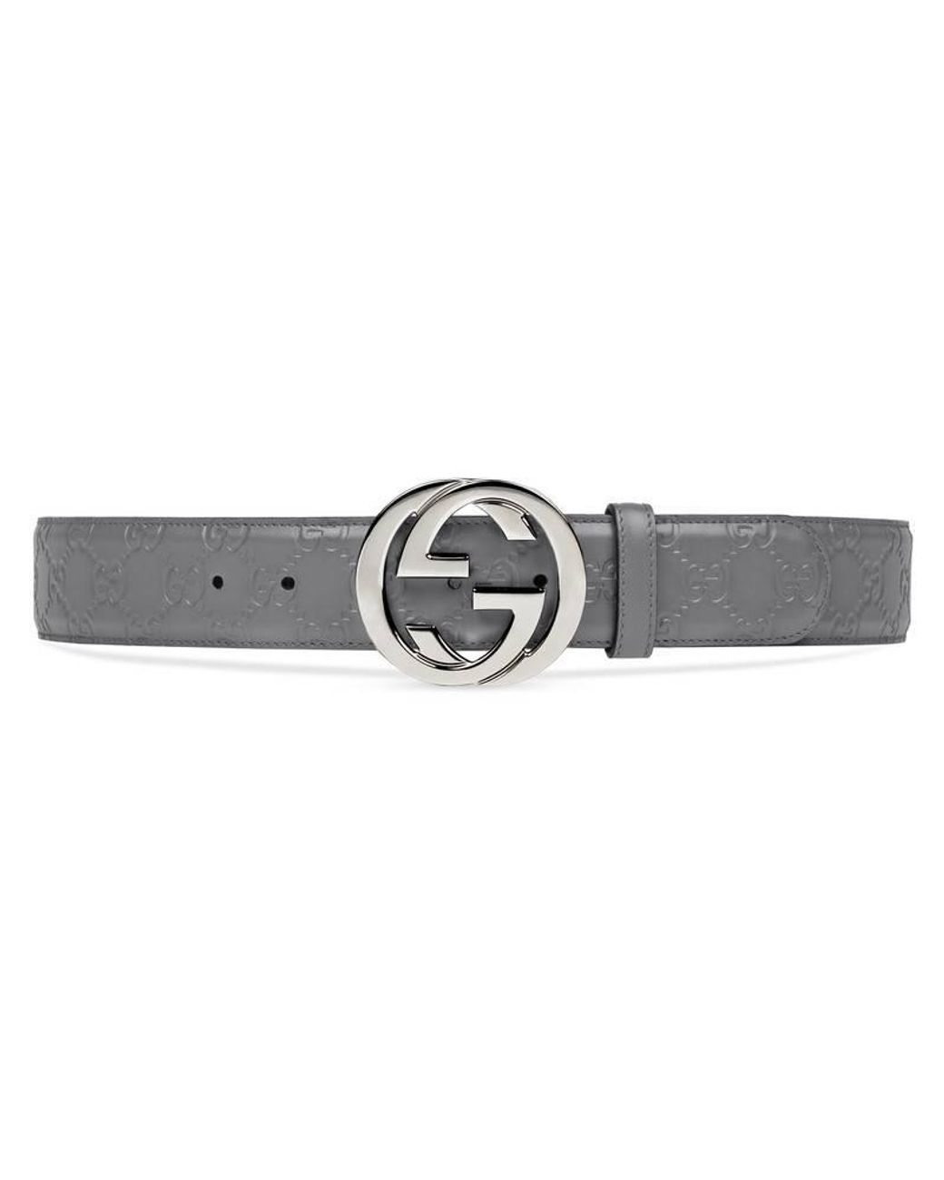 Gucci Signature Belt With G Buckle in Gray for Men | Lyst
