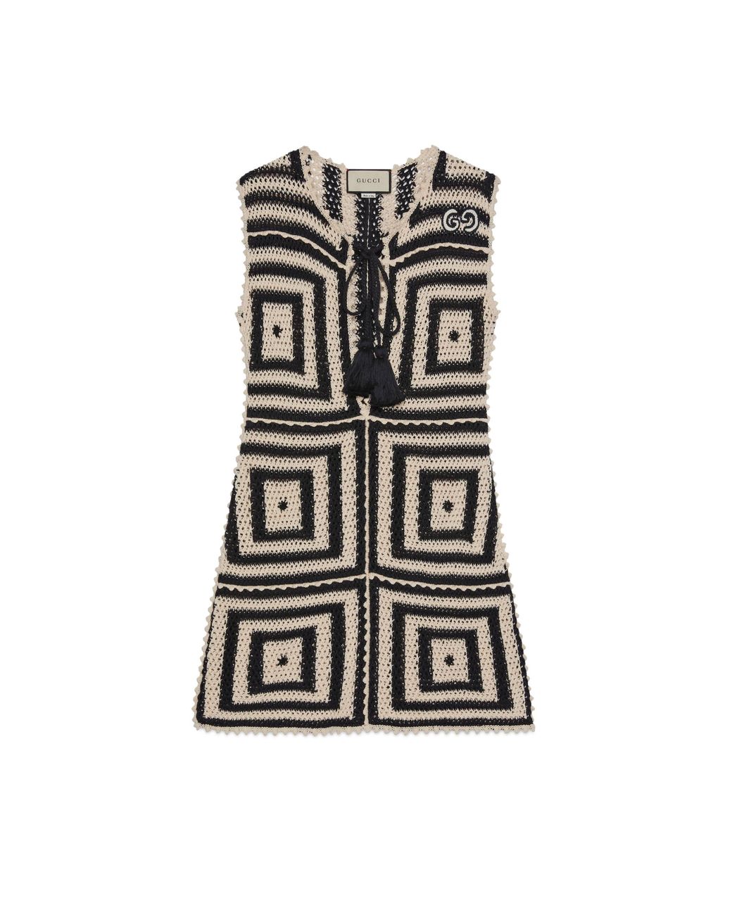 Gucci Short Crochet Cotton Dress in White Lyst