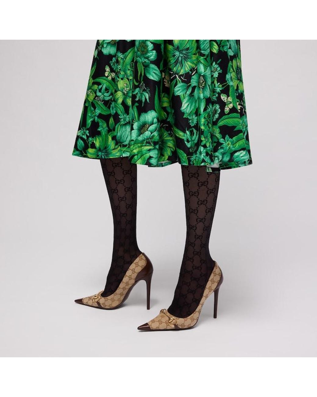 Gucci Black Gg Stretch Nylon Tights