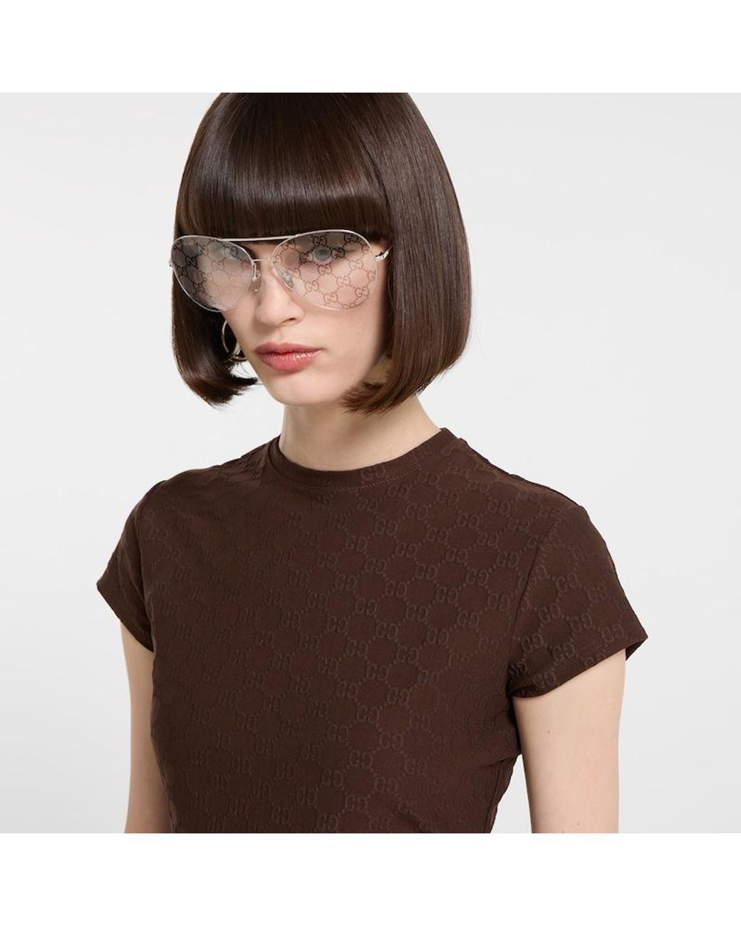 Gucci Brown Gg Jersey Jacquard T-Shirt