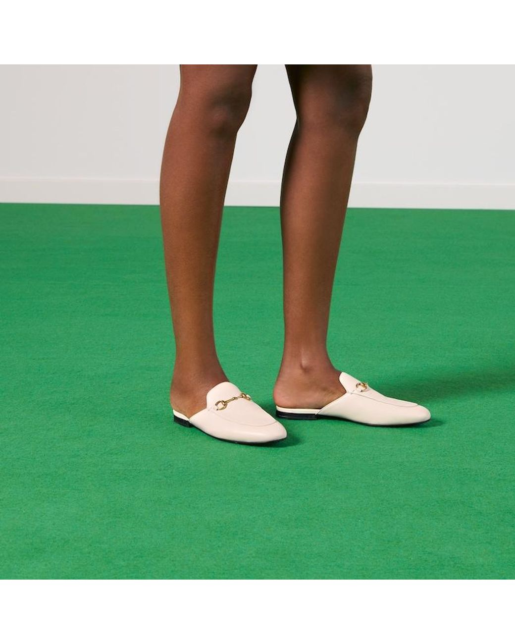 Gucci White Princetown Leather Backless Loafer