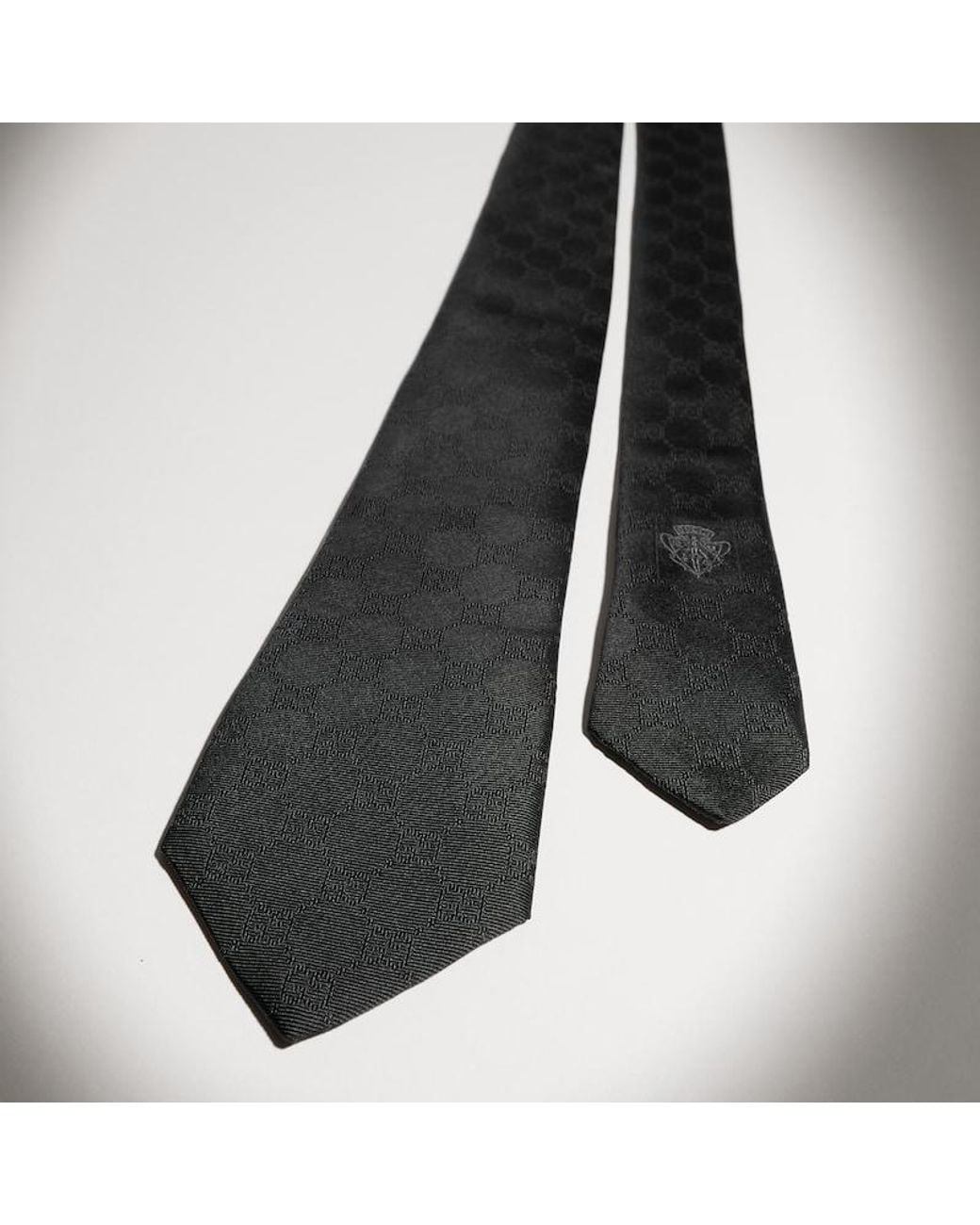 Gucci Black Gg Silk Jacquard Tie for men