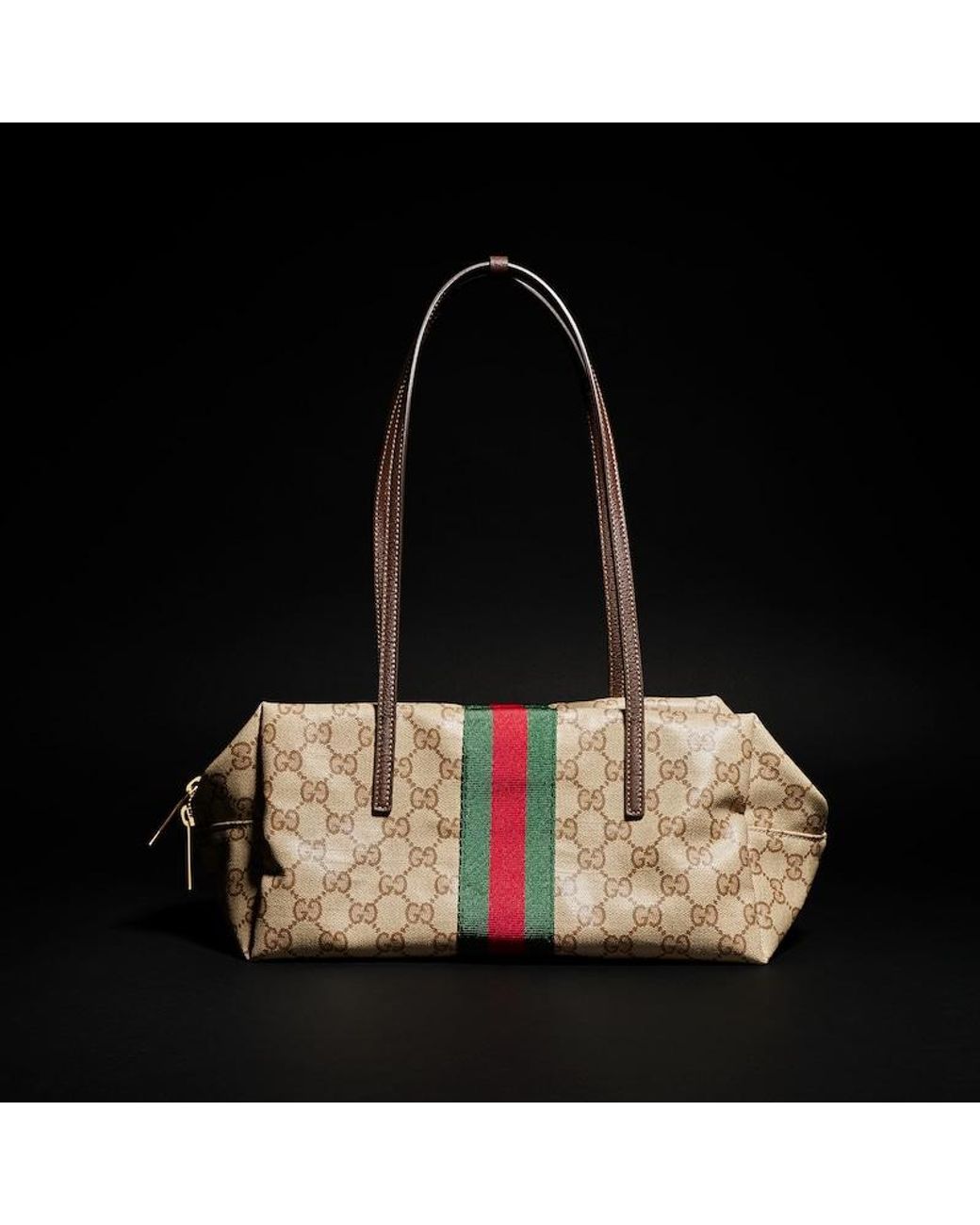 Gucci Natural Melrose Medium Boston Bag, Gg Canvas