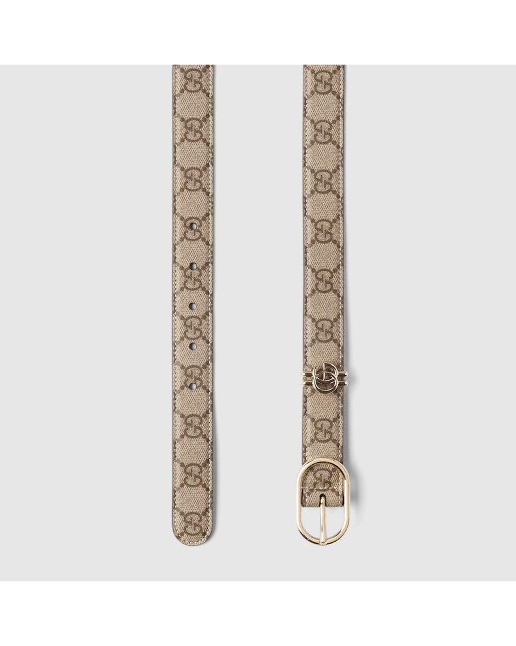 Gucci Brown Gg Belt With Oval Buckle, Size 65