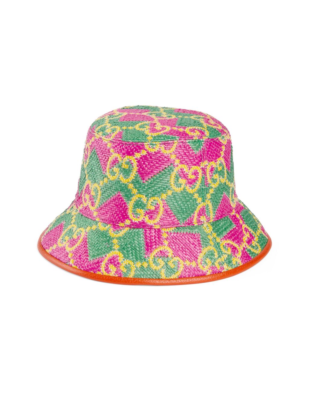 Gucci Cotton GG Straw Effect Bucket Hat in Pink for Men | Lyst