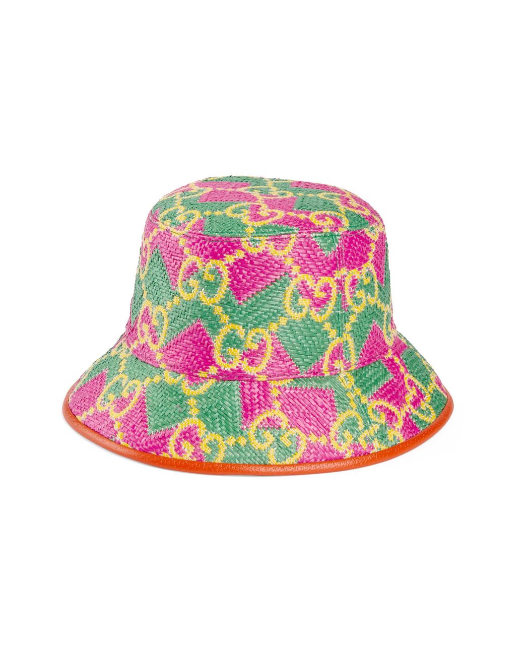 Gucci Cotton GG Straw Effect Bucket Hat in Pink for Men Lyst